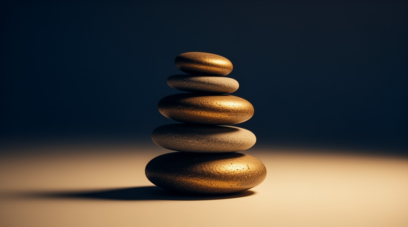 A small balanced stack of smooth stones